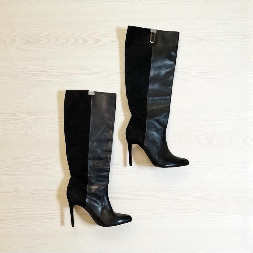 1835. Coach Udell Black Leather/Suede Boots Size 9